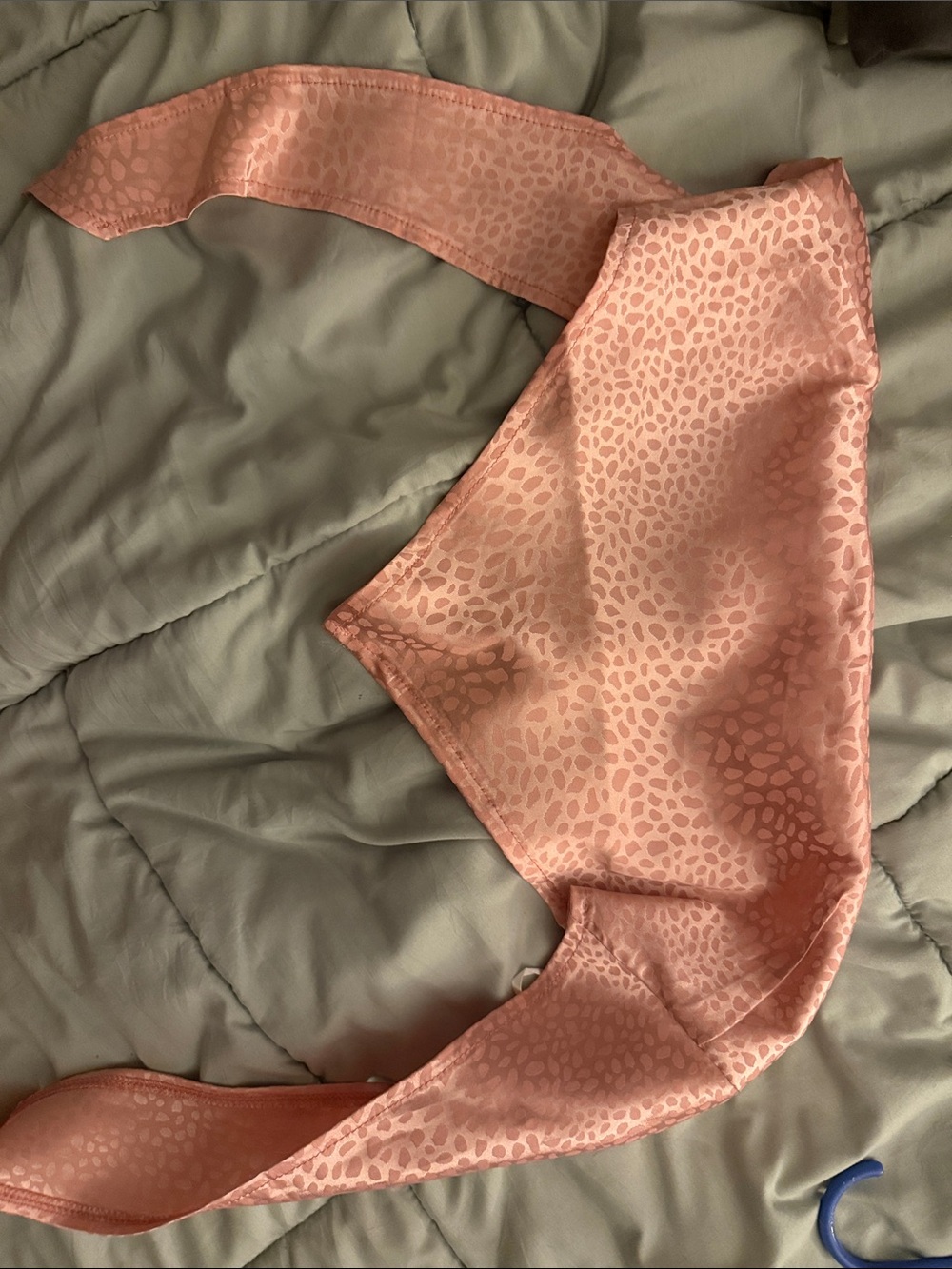 SHEIN Pink Satin Leopard-Print Crop Scarf Top